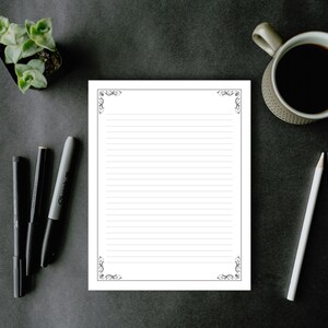Minimalistyczne artykuły papiernicze do druku, prosty papier do pisania, papier do dziennika, papier listowy w linie/bez linii, format US Letter/A4, natychmiastowe pobieranie plików PDF zdjęcie 4