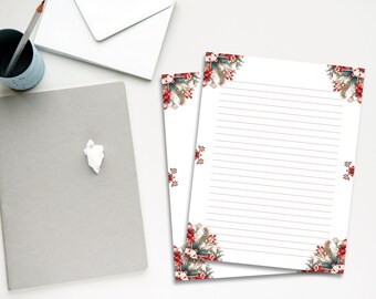 Papier à lettres imprimable floral, papier à lettres à motifs, papier à lettres avec et sans doublure, lettre US/A4, téléchargement immédiat