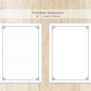 Minimalist Printable Stationery, Simple Writing Paper, Lined & Unlined ...