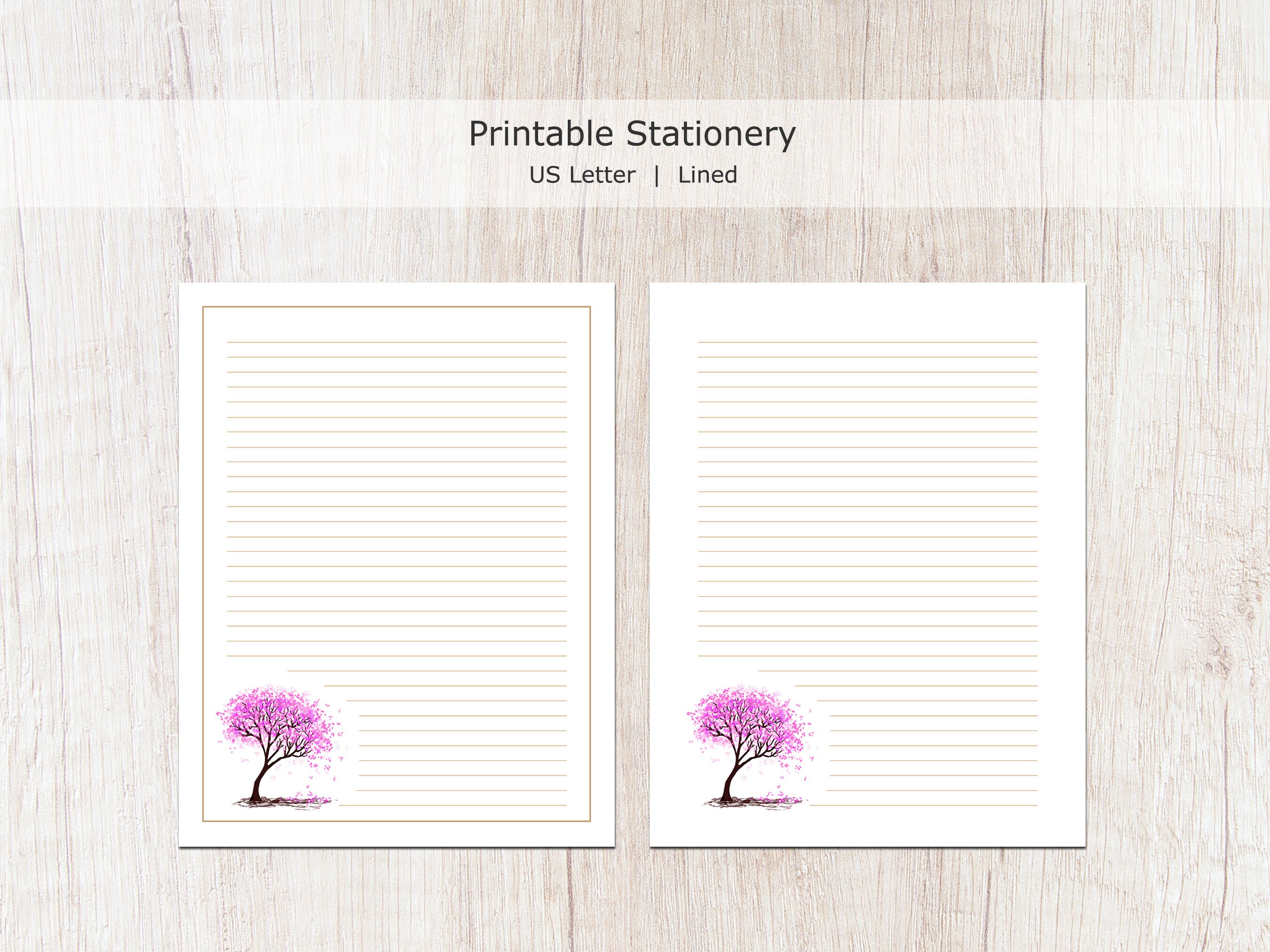Cherry Blossom Tree Printable Stationery, Spring Writing Paper, Journal ...
