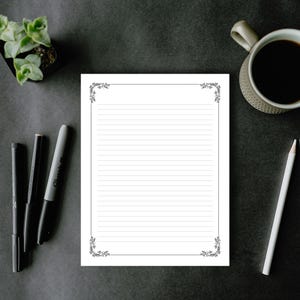 Minimalist Printable Stationery, Simple Writing Paper, Journal Page, Lined/Unlined Notepaper, US Letter/A4, Instant PDF Download image 4