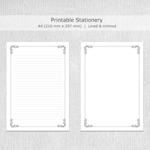 Minimalist Printable Stationery, Simple Writing Paper, Journal Page, Lined/Unlined Notepaper, US Letter/A4, Instant PDF Download image 3