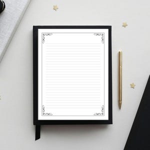Minimalistyczne artykuły papiernicze do druku, prosty papier do pisania, papier do dziennika, papier listowy w linie/bez linii, format US Letter/A4, natychmiastowe pobieranie plików PDF zdjęcie 1