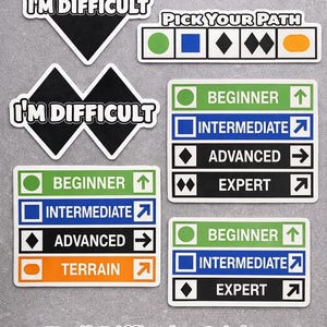 Ski Difficulty Vinyl Stickers – Helmet & Water Bottle Decals