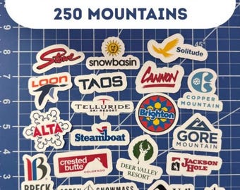 Ski Mountain Resort Stickers – Helmet & Water Bottle Decals – Ski, Snowboard, Mountain Biking, Hiking Vinyl Stickers – Ski Lovers Gift