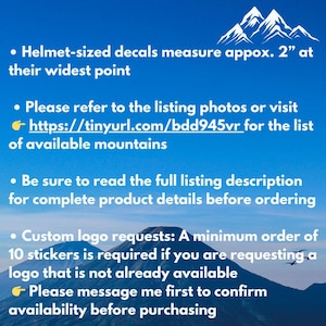 Ski Mountain Resort Stickers – Helmet & Water Bottle Decals – Ski, Snowboard, Mountain Biking, Hiking Vinyl Stickers – Ski Lovers Gift image 2