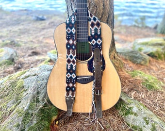 Mexican Guitar Strap | Leather Guitar Strap | Handwoven Guitar Strap | Handmade | Adjustable Guitar Strap | Gift for Him | Gift for Her