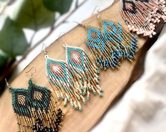 Huichol Beaded Earrings | Mexican Beaded  Earrings | Indigenous Made Earrings | Dangle Earrings | Handmade Earrings | Gift For Her
