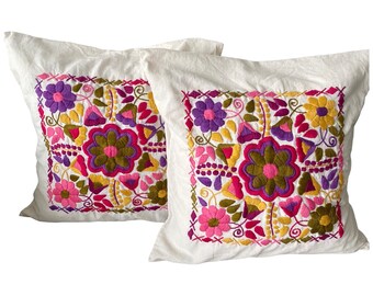 Mexican Embroiderd Pillow Cases | Handmade Pillow Cases | Pillow Case Set | Cotton Pillow Cases