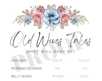 20x30 Gender Reveal Old Wives Tale Digital Download
