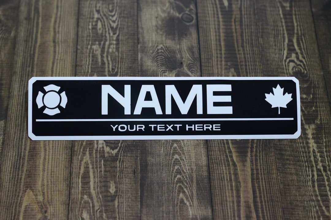 Firework Name Plates Firefighter Magnetic Name Plate | 2 Line Vinyl | 8.5 X 2 Inches | Black ...