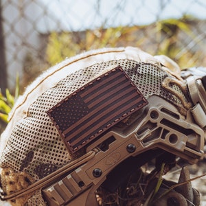 Leather Patch | American Flag Patch | Morale Patch | Military | Airsoft | Hook Backing | Laser Engraved | Hand Sewn | 3.5x2" | Gift for Him