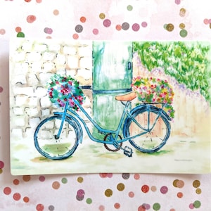 Floral Loose Watercolour Bicycle Sticker | 4.45' x 3' Vinyl Matte Sticker|