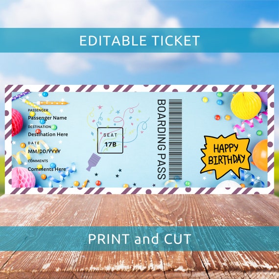 Bordkarte Geburtstag. Bordkarten Vorlage. Geburtstag | Etsy