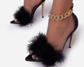 feather strap heels
