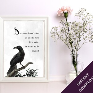 Gothic Printable Wall Art, Dark Wall Art, Dark Quotes, Custom Digital Wall Art Print, Raven Art