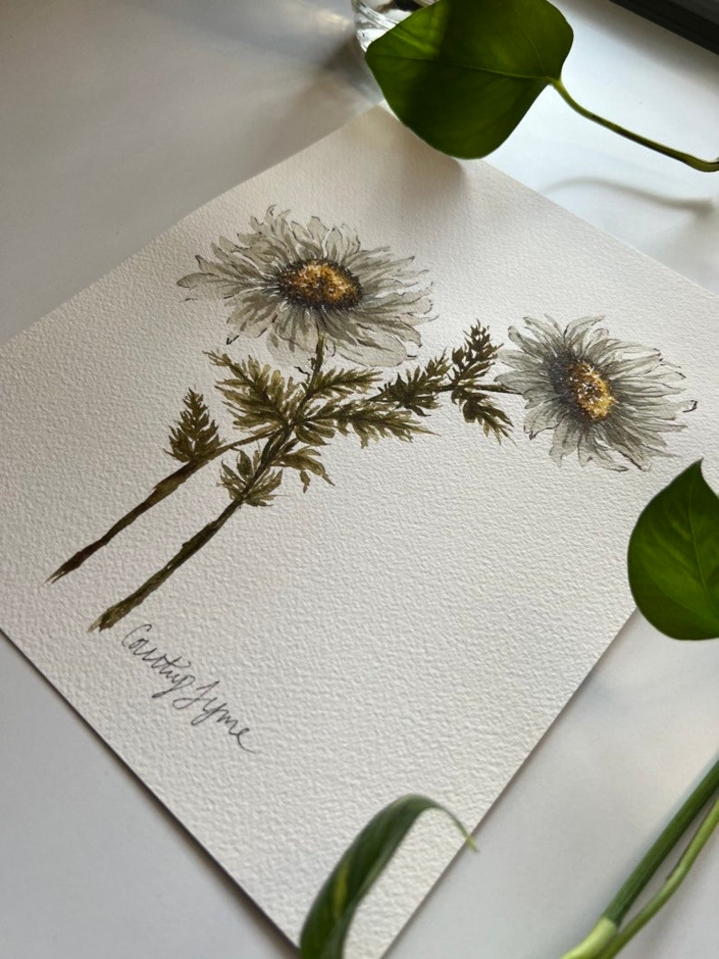 ORIGINAL Daisy Watercolor Painting 8x10 Inches - Etsy