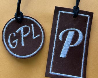 Leather Monogram Luggage Purse Tag