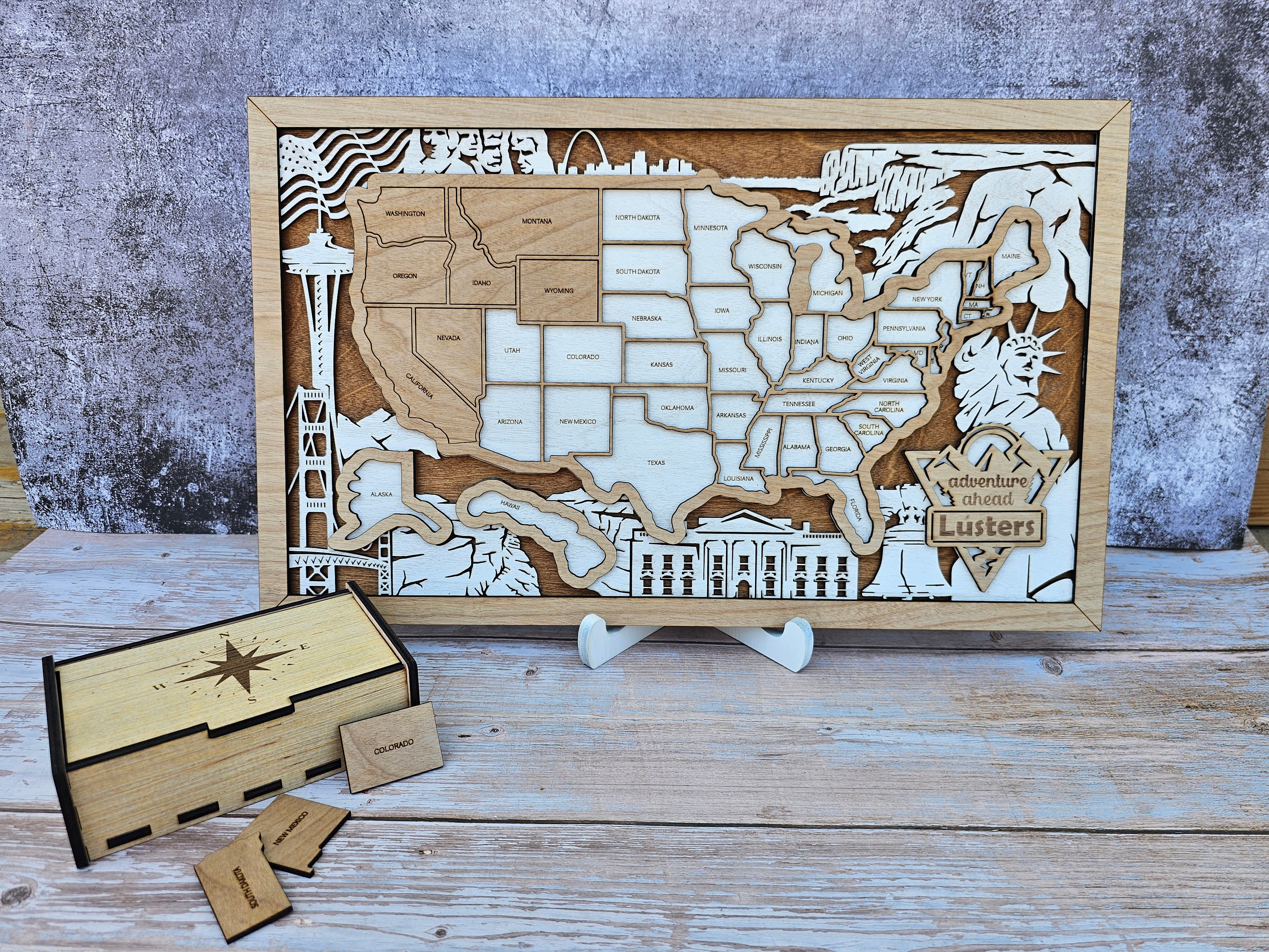 Personalized US Travel Map, States Traveled, RV Travel map, Family Road Trip Tracker, Traveling Family, Travelers Gift, Retirement Gift