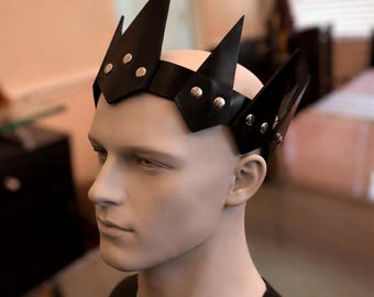 Synthetic Leather Crown – Circuit Party and Rave Headpiece | LGBTQ Festival and Clubwear Accessory