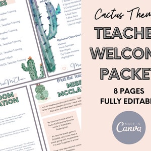 Cactus Meet The Teacher Template | Meet The Teacher Editable Template | Meet The Teacher Newsletter | Meet The Teacher Canva Template