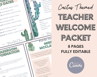 Cactus Meet The Teacher Template | Meet The Teacher Editable Template | Meet The Teacher Newsletter | Meet The Teacher Canva Template