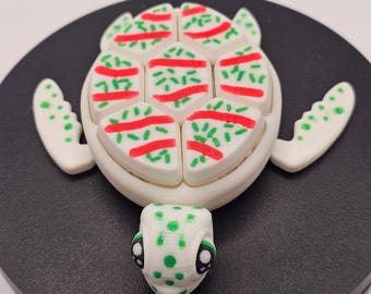 Christmas Tree Cake Turtle Clicker | 3D Printed Fidget Toy & Keychain | Holiday ASMR Sensory Gift