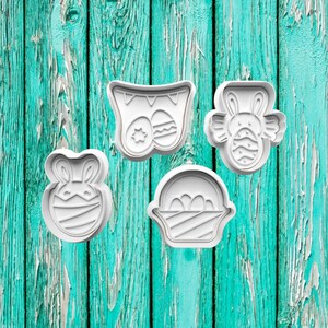 Easter Holiday Cookie Cutters with Stamps Set 6