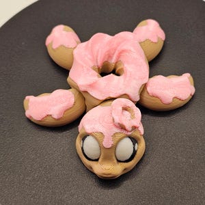 Donut Tortue Glacé Crueller | Articulé de collection imprimé en 3D | Tortue sucrée sur le thème du dessert