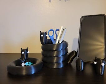 Goth Cats Office Desk Set 3D Printed