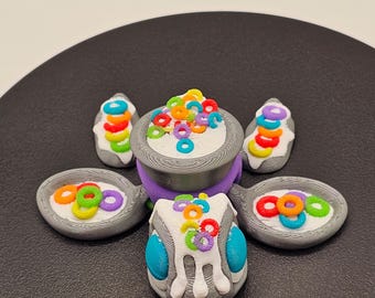 Fruit Loops Inspired Articulated Turtle | 3D Printed Collectible | Whimsical Cereal-Themed Turtle