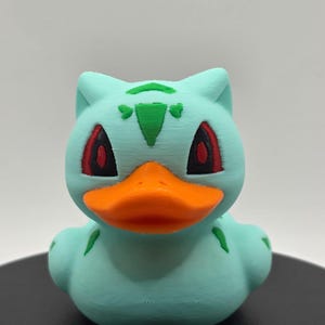 Leafy Creature Jeep Duck | 3D Printed Aquamarine Duck with Green Bulb Shell | Inspired Collectible for Jeep Ducking or Display