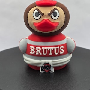 3D Printed Buckeye Game Day Duck | Red & Gray Mascot Style Duck | O-H-I-O Fan Decor | Exclusive Collectible Gift