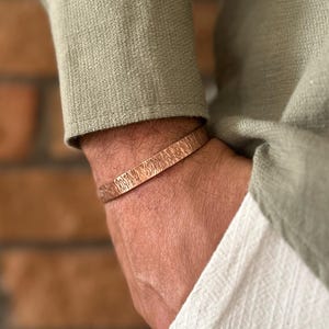 Waterproof Hammered Copper Bracelet | Adjustable Rustic Bangle | Pure Copper Men&#39;s & Women&#39;s Jewelry | Healing Arthritis Gift for Him or Her