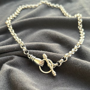 Silver Charm Holder Necklace, Silver Open Ended Hand Necklace, Hold on to Hope Necklace, Grasping Hands Jewelry, Hand Silver Chain Necklace