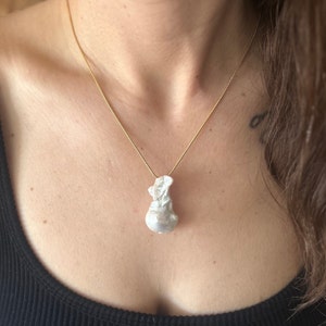 Large Baroque Pearl Pendant Necklace, Single Unique Real Pearl Pendant Necklace, Genuine Freshwater Pearl, Wedding Necklaces For Women