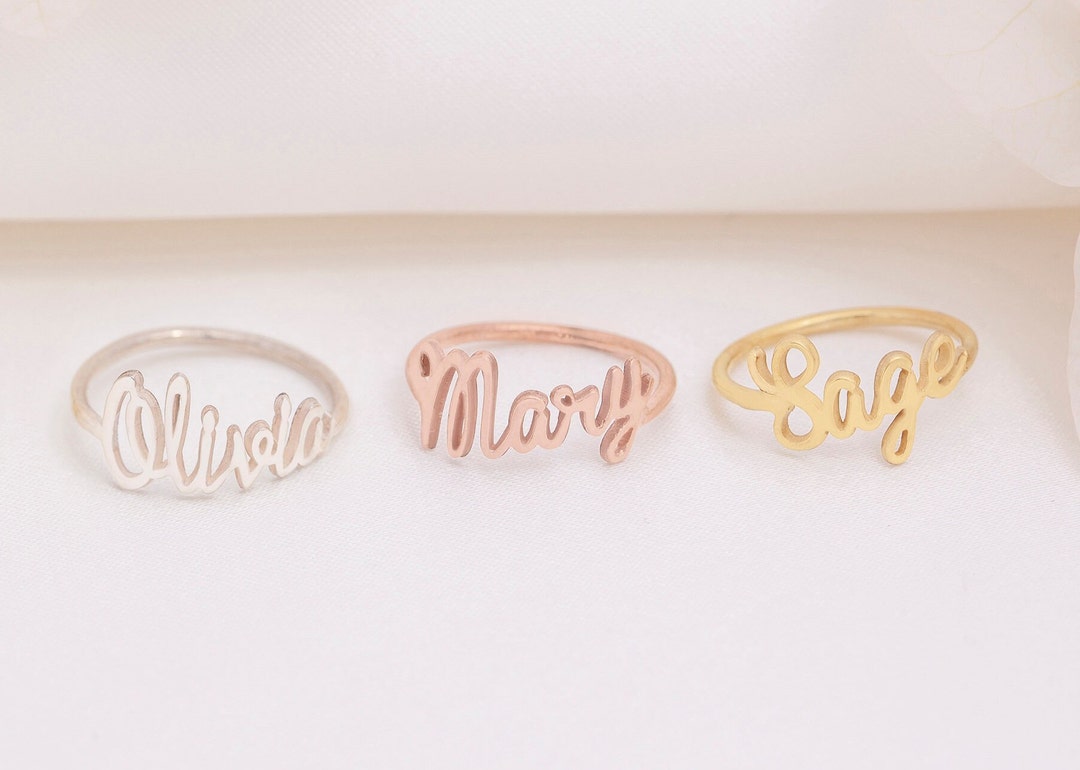 Elegant Custom Name Ring, Name Ring in Sterling Silver, Personalized ...