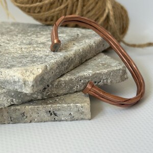 Adjustable Copper Bracelet for Men & Women | Hammered Rustic Bangle | Waterproof Healing Jewelry | Pure Copper Gift for Arthritis Relief image 6