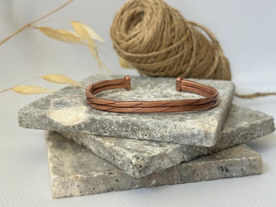 Adjustable Copper Bracelet for Men & Women | Hammered Rustic Bangle | Waterproof Healing Jewelry | Pure Copper Gift for Arthritis Relief