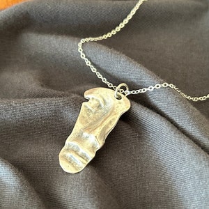 Face Pendant Necklace, Silver Face Necklace, Antique Silver Greek Face Mask Necklace, Abstract Art Necklace, Smiley Face Jewelry, Noel Gifts