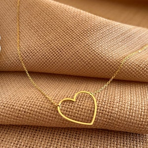 Open Heart Necklace Sterling Silver Emily in Paris Pendant For Women, Birthday Gifts For Her Unique Handmade Jewelry Valentines Day