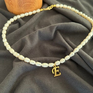 Custom Pearl Necklace, Pearl Necklace With Name, Custom Initial Pearl Necklace, Pearl Necklace, Freshwater Pearl, Valentine&#39;s Day