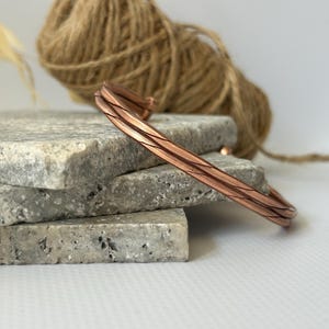 Adjustable Copper Bracelet for Men & Women | Hammered Rustic Bangle | Waterproof Healing Jewelry | Pure Copper Gift for Arthritis Relief image 9