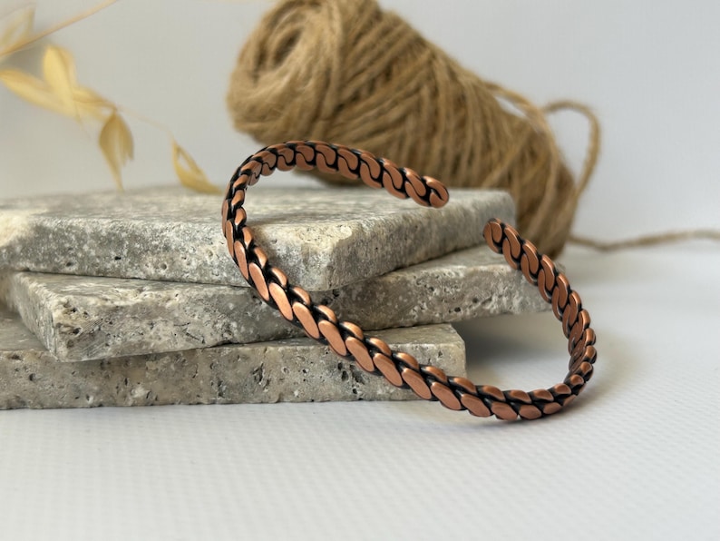Verstellbares Kupferarmband für Herren & Damen | Rustikaler Armreif | Wasserdichter heilender Schmuck | Reines Kupfer Geschenk für Arthritis Relief Bild 4
