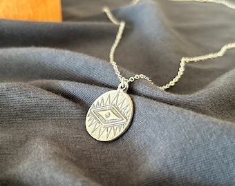Silver Evil Eye Necklace, Evil Eye Necklace Sterling Silver, Silver Evil Eye, Evil Eye Charm,Eye Necklace, Minimal Jewelry