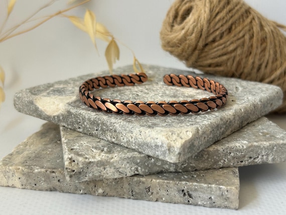 Adjustable Copper Bracelet for Men & Women | Hammered Rustic Bangle | Waterproof Healing Jewelry | Pure Copper Gift for Arthritis Relief