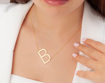 Large Initial Necklace Big Letter 