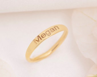Personalized Inside Outside Engraved Ring, Custom Delicate Name Ring, Custom Stacking Rings, Personalized Signet Ring, Stackable Name Ring