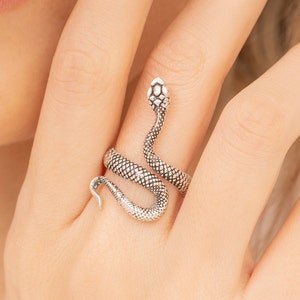 Silverormring för män och kvinnor, justerbar ormring i sterlingsilver, present till ormälskare,