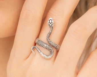 Anillo De Serpiente Ajustable - Plata Chapada, Diseño Moderno, Regalo Ideal Para Mujeres Y Niñas